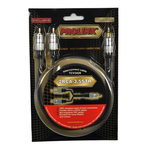 Kabel Przewód 2RCA-3,5mm 2RCA-Jack PROLINK 5m