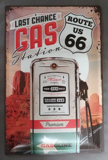 Вывеска ROUTE 66 USA БЕНЗИН, жесть, 40x60