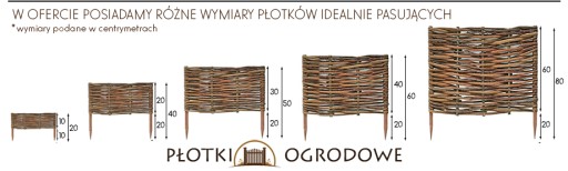 Płot z wikliny ogrodowy drewniany naturalny 100x20