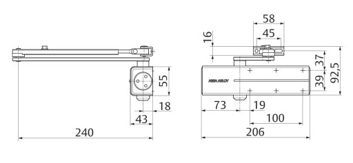 Доводчик внешний ASSA ABLOY DC140 с рычагом, черный
