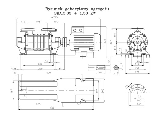 Pompa grudziądzka SKA 3.03 1,5/400V trzystopniowa