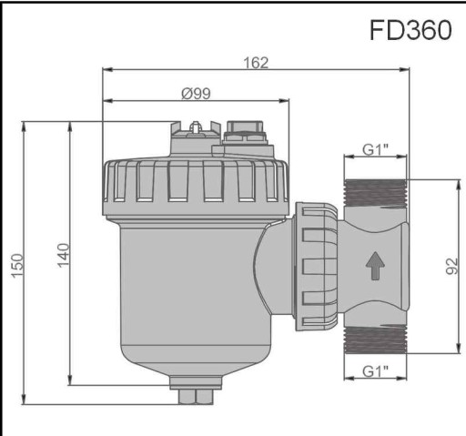 Магнитный фильтр FERMAG 360 FERDOM Magnetizer 1''