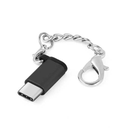 АДАПТЕР micro USB тип b на тип c Черный брелок