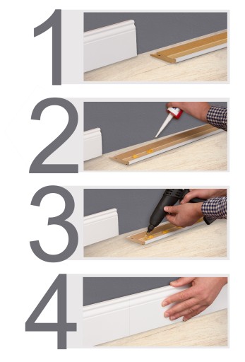80x16 mm LISTWA PRZYPODŁOGOWA CZARNA WYSOKI POŁYSK MDF DEKORACYJNA R2