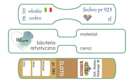 ЮВЕЛИРНЫЕ ЭТИКЕТКИ Этикетки MAT с печатью ArtComp