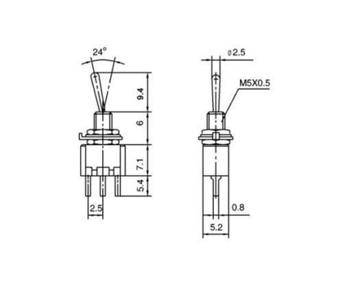 ПЕРЕКЛЮЧАТЕЛЬ SMTS-102 2 ПОЛОЖЕНИЯ 3 PIN