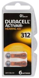 Батарейки для слуховых аппаратов DURACELL 312 30 шт.