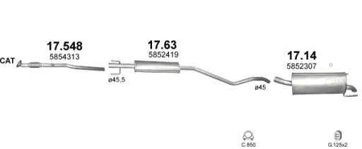 Концевой глушитель Opel Astra H 1.4-1.6 04-10+резинки