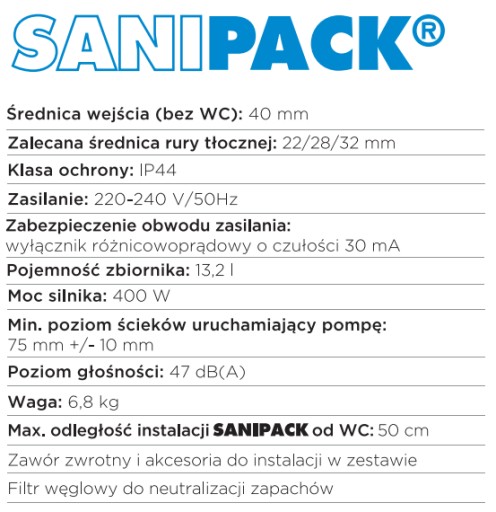 Насос для туалета с измельчителем SFA Sanipack Plus