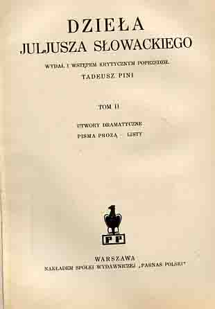 ПРОИЗВЕДЕНИЯ ЮЛИУСА СЛОВАЦКОГО ТОМ 1 И 2 ​​1937 г.