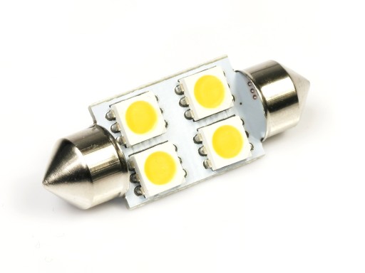 Лампа 4 LED C5W SMD 5050 ТЕПЛЫЙ БЕЛЫЙ 36 мм