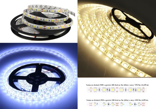 STRIP 300 LED 5050 SMD 5м теплая холодная водонепроницаемая