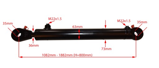 ГИДРАВЛИЧЕСКИЙ ЦИЛИНДР CJ2F 63x36 ХОД 800 L=1082 мм