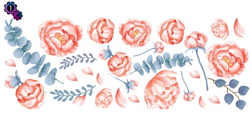 Наклейки на стену ЦВЕТЫ пионы розы БОЛЬШОЙ НАБОР