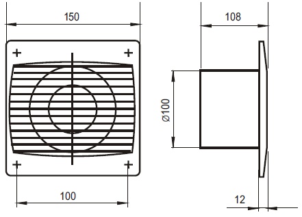 WENTYLATOR ŁAZIENKOWY 100 S VENTS WERSJA STANDARD