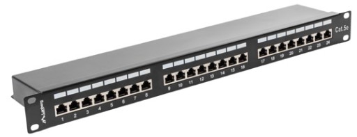 PATCH PANEL 24 PORT 1U KAT.5E FTP CZARNYLAANBERGPATCH PANEL 24 port kat 5E