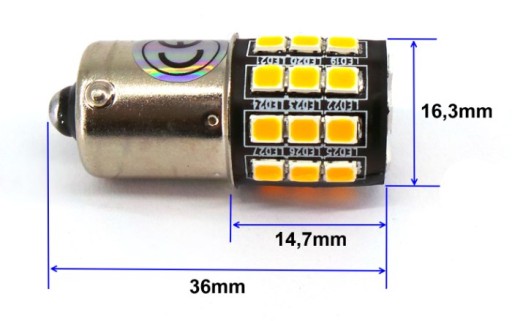 оранжевая светодиодная лампа BA15S 12V CANBUS R10W P21W