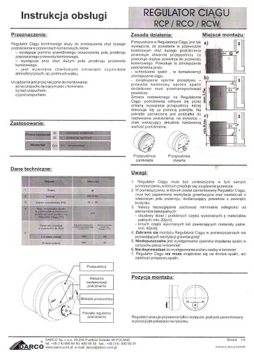 RCR-CH DARCO регулятор тяги дымохода на трубу