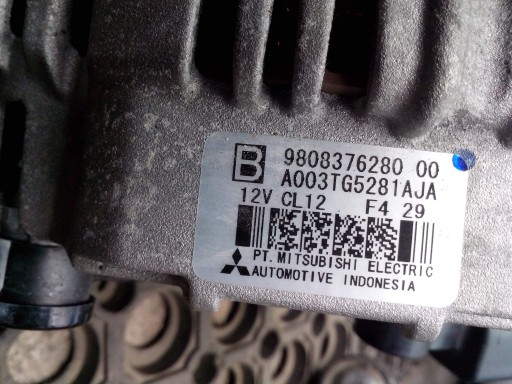 ALTERNATOR PEUGEOT CITROEN 1.6 VTI 9808376280