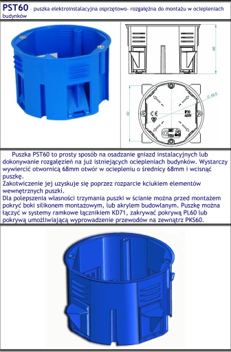 Puszka do styropianu systemów docieplających PST60