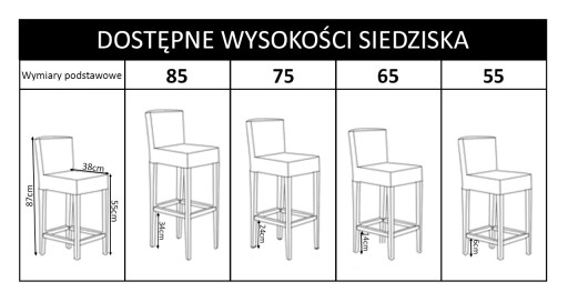 Табурет прямой, высота сиденья 55 см.