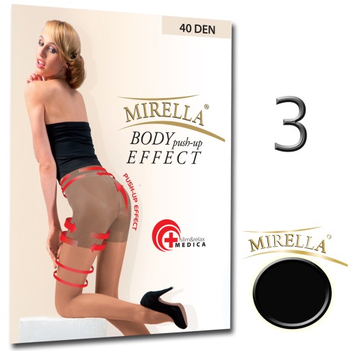 MIRELLA Rajstopy PUSH-UP 40den slim 3/L Nero