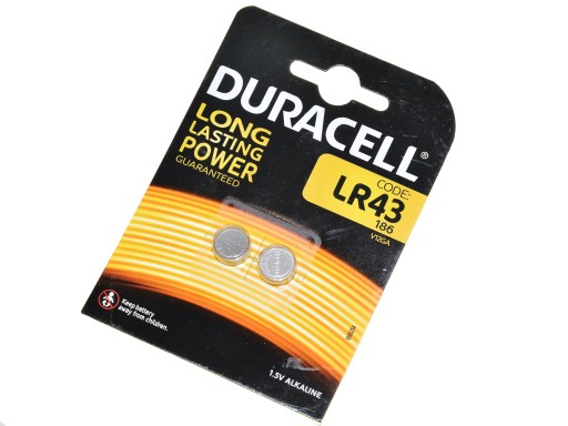 Батарейка Duracell для Zenit LR43 1,5 В, 2 щелочные