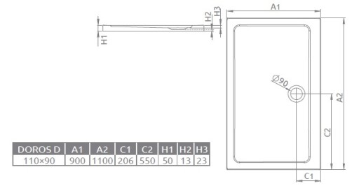 RADAWAY ПРЯМОУГОЛЬНЫЙ ДУШЕВОЙ ПОДДОН DOROS D 110x90x5см