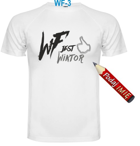 Koszulka sportowa na WF + imię dziecka oddychająca 122/128 cm