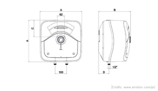 ARISTON bojler ANDRIS R 10 pod i nad umywalkowy podgrzewacz mały