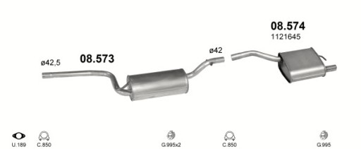 Tłumik końcowy Ford Focus MK1 poj.1,4 hatchb.98-04r.+zestaw