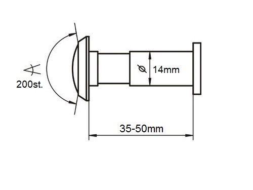 Wizjer śr.14mm, dł.35-55mm nikiel satyna 0ADWS000000.90000B