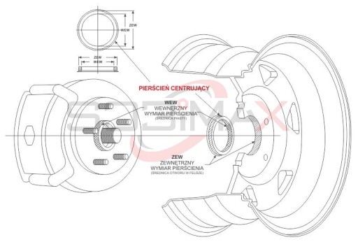 Pierścienie centrujące AUDI SEAT VW 70.6 57.1