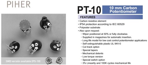 500R Потенциометр PIHER PT10-LV 10мм лежа [1 шт]