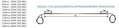 500W, 1800mm Grzałka do tacy ociekowej, typ I INNE