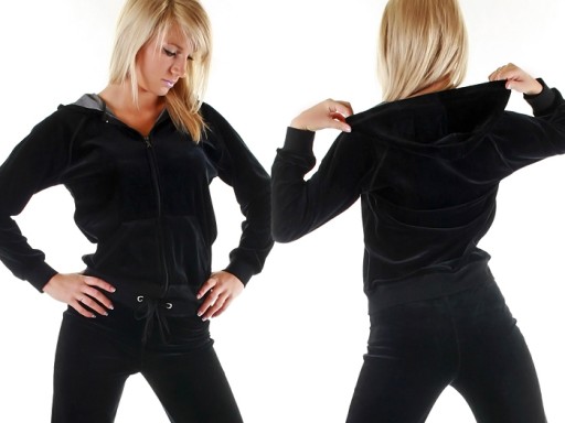 Dresy damskie welurowe czarne, dres damski 3XL