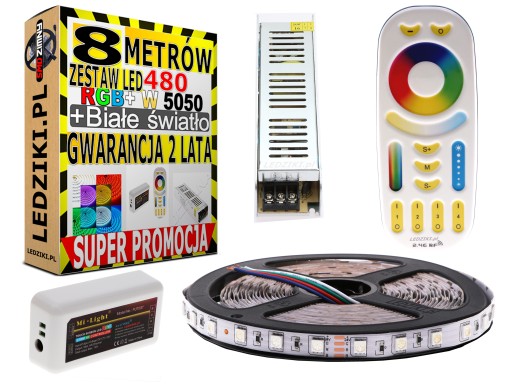 8m ZESTAW Led SMD 5050 Taśma RGB 480 diod PREMIUM