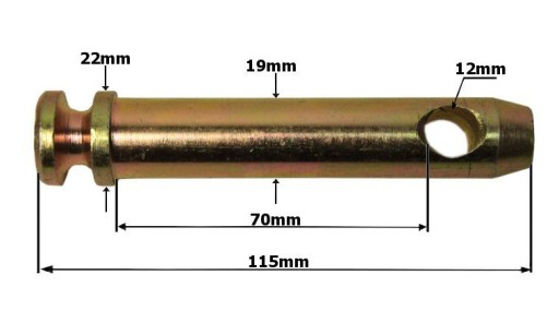 Sworzeń zabezpieczający prosty fi 19mm dł. 70mm