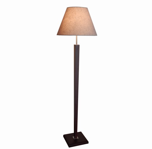 LAMPA STOJĄCA PODŁOGOWA DREWNIANA DO SALONU SYPIALNI NA HOL ABAŻUR TKANINA