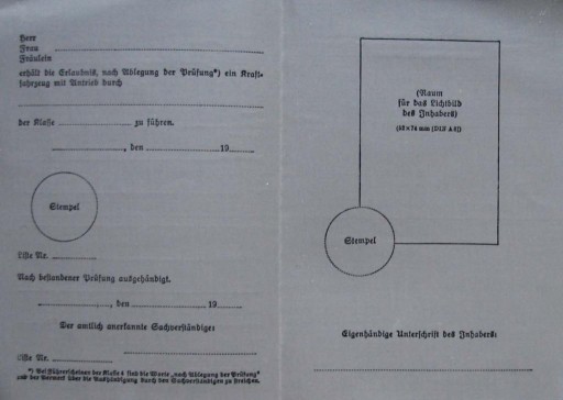 G.G. FUHRERSCHEIN BLANKIET 1942 Niewypełniony