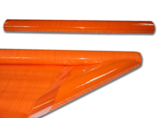 CELOFAN FOLIA do pakowania prezentów ŚLUB ŚWIĘTA kreska orange 70x50cm