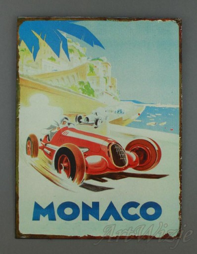 MONACO - Monte Carlo - Metalowy plakat retro auto