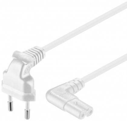 Kabel zasilający kątowy Euro C7 ósemka 2m biały