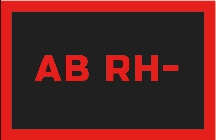 Odznaka na rzep, naszywka z grupa krwi AB RH-
