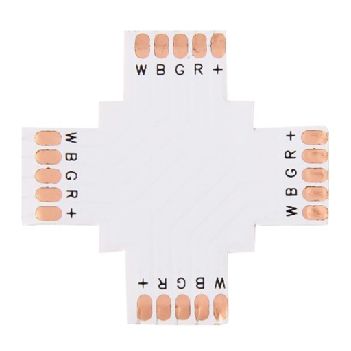5x ZŁĄCZKA krzyżowa RGBW + X LED PCB 5-PIN 12mm