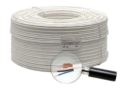 PRZEWÓD KONCENTRYCZNY K-60+2x0,5mm ROLKA 100m 24H