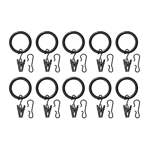 IKEA SYRLIG kółka z żabkami do zawieszania 38mm bk