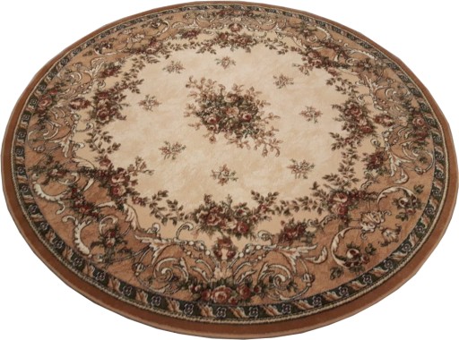 Dywan okrągły wełniany ISFAHAN DAFNE 160 cm sahara koło 100% wełna beżowy