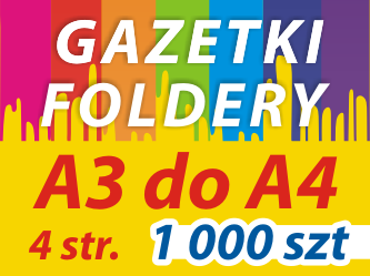 ULOTKI GAZETKI A3 do A4 1000szt / 4str KOLOR 130g