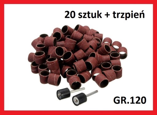 Taśma szlifierska 13 mm gr.120 20 szt + trzpień